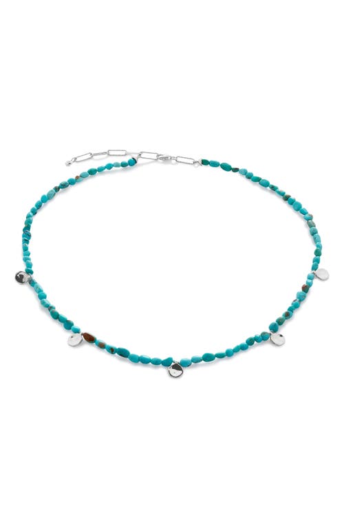 Shop Monica Vinader Rio Turquoise Beaded Necklace In Sterling Silver/turquoise