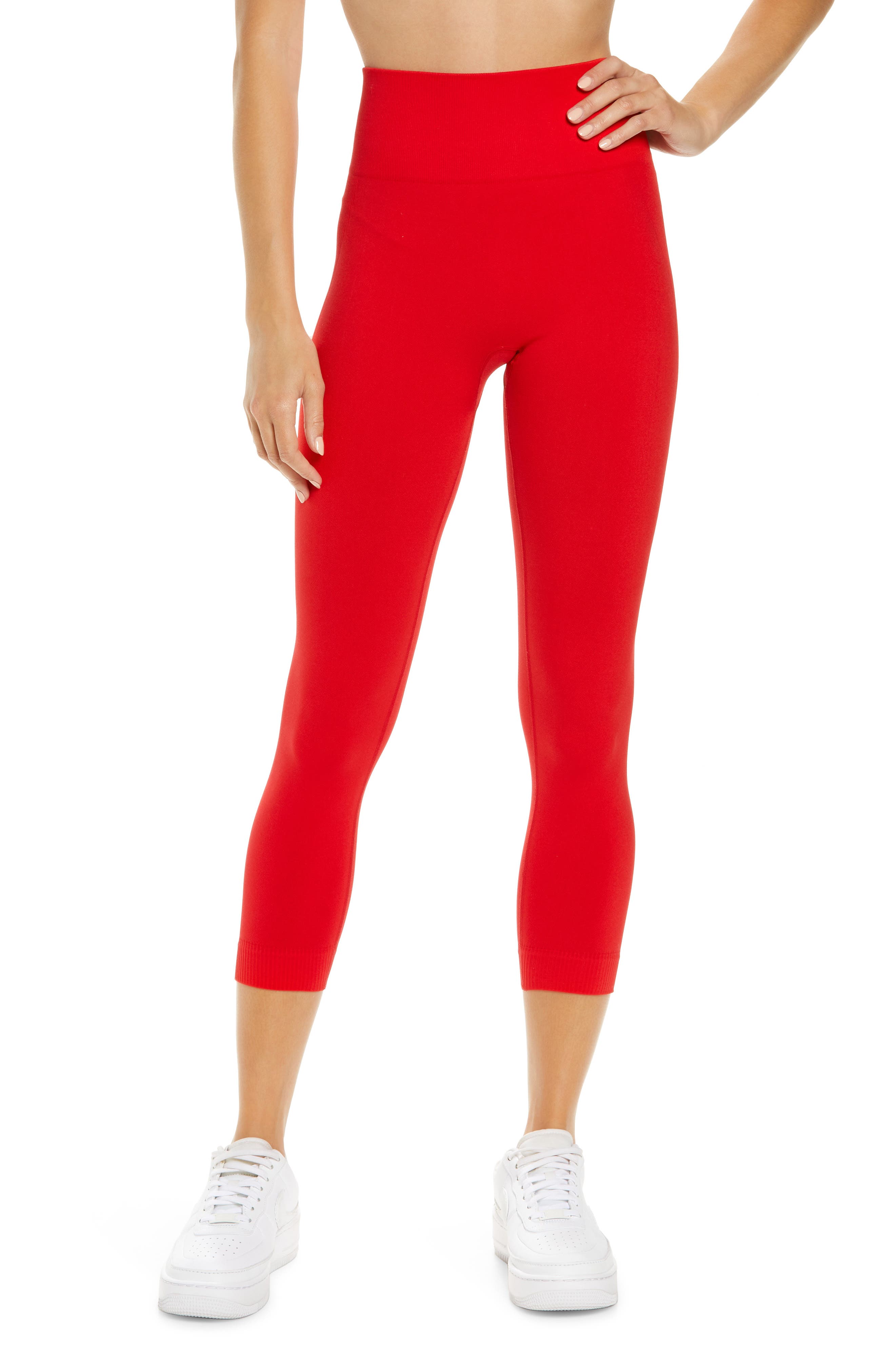 red yoga capris