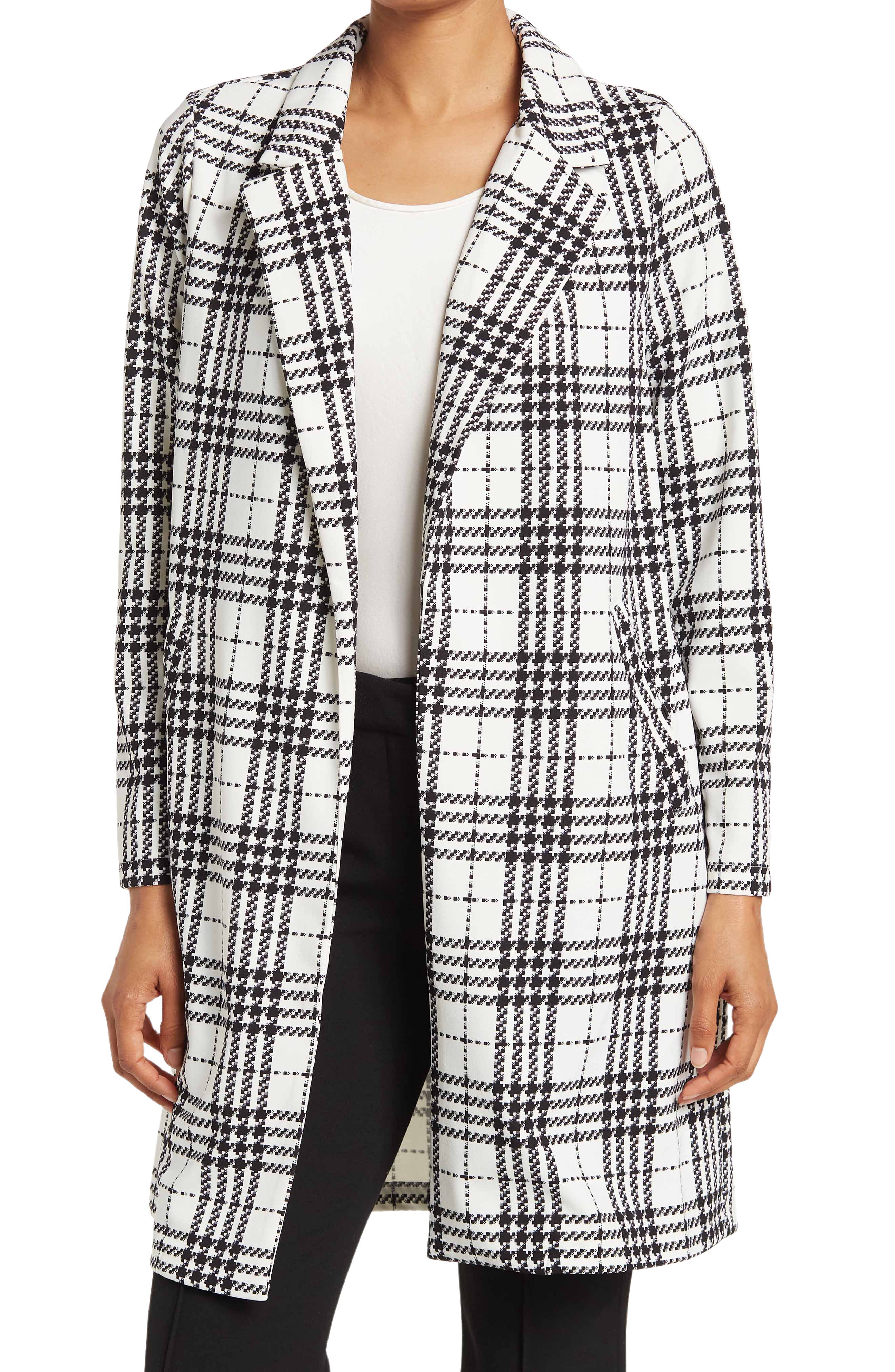 melloday plaid notch lapel long jacket