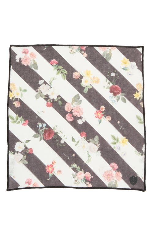 Clifton Wilson Print Linen Pocket Square In Black