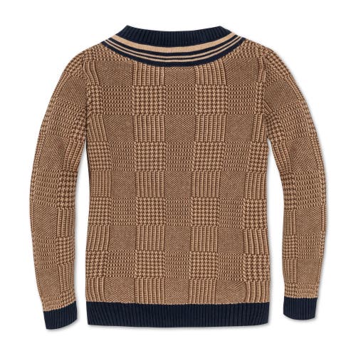 Shop Hope & Henry Baby Boys' Organic Intarsia Cricket Sweater, Infant In Brown Glen Plaid Intarsia