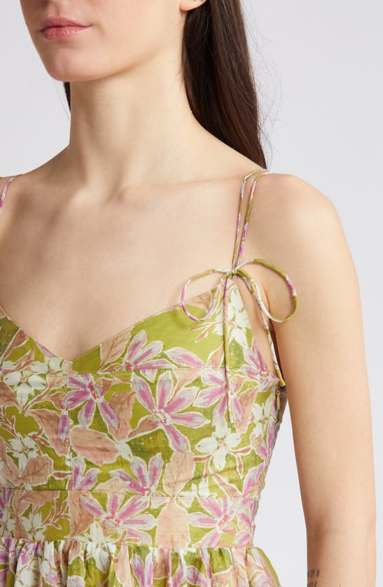 Shop En Saison Serena Floral Midi Dress In Olive Pink