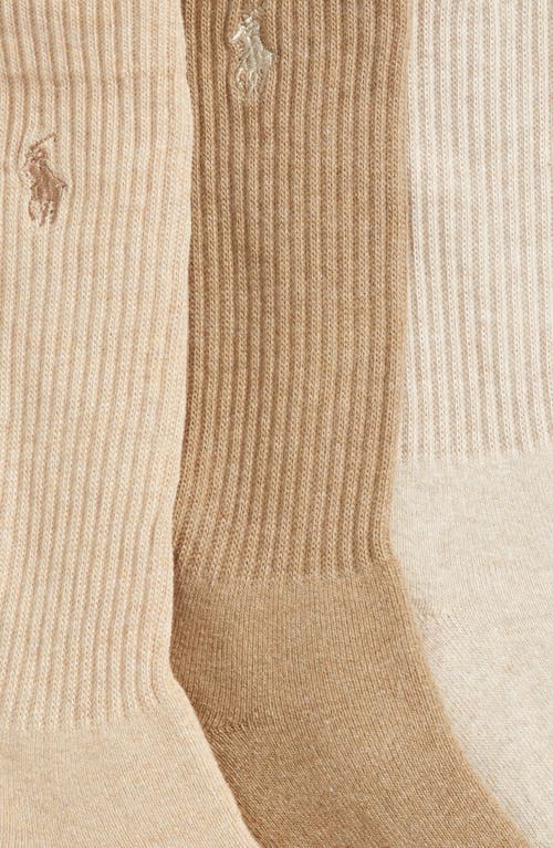 Shop Polo Ralph Lauren 3-pack Crew Socks In Taupe/oyster/beige