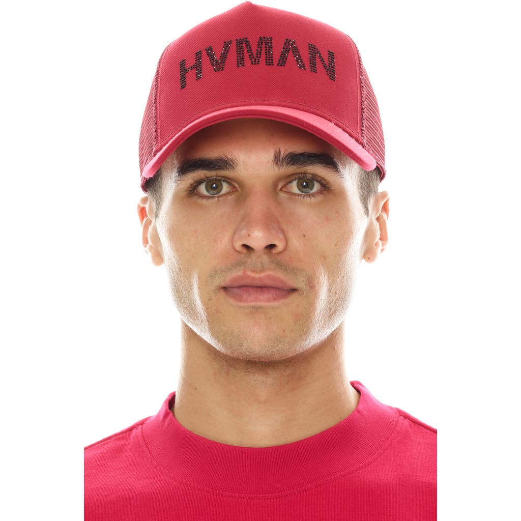 Hvman Logo Trucker Hat In Red