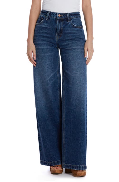 Shop Hint Of Blu High Waist Wide Leg Jeans In Dark Vintage