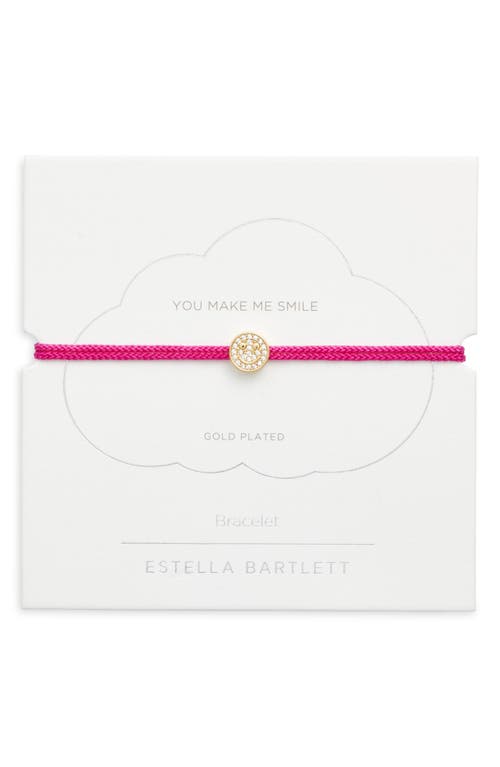 Estella Bartlett Pavé Smiley Face Slider Bracelet in Gold