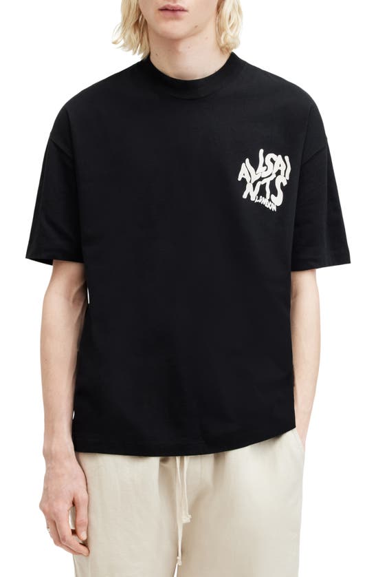 Shop Allsaints Orlando Logo Graphic T-shirt In Washed Black