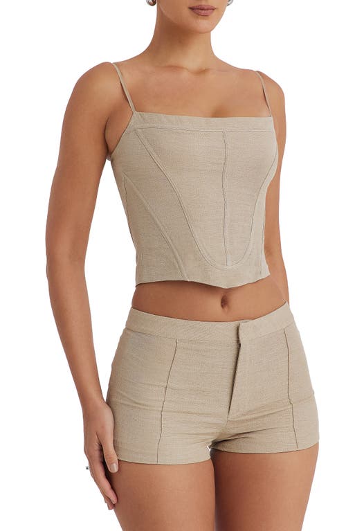 Shop Mistress Rocks Curved Chambray Corset Top In Stone