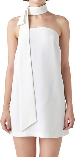 Grey Lab Strapless Shift Dress Tie Choker Set Nordstrom