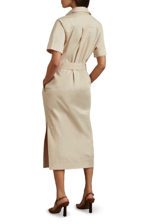 Shop Reiss Aime Belted Shirtdress In Stone