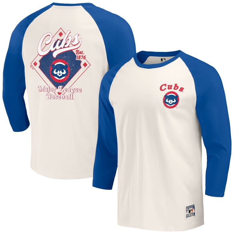 Darius Rucker Collection By Fanatics Royal/white Chicago Cubs Cooperstown Collection Raglan 3/4-slee
