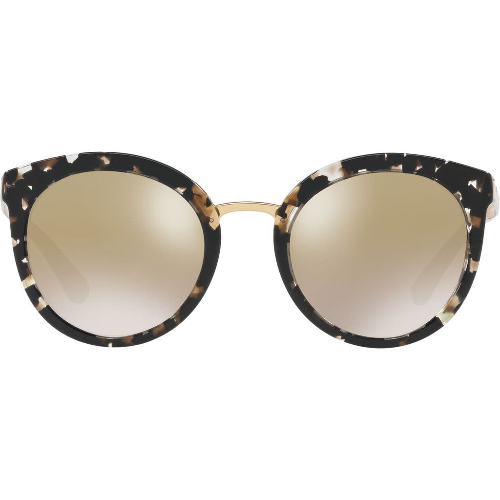 Dolce & Gabbana Dolce&gabbana 52mm Mirrored Round Sunglasses In Black