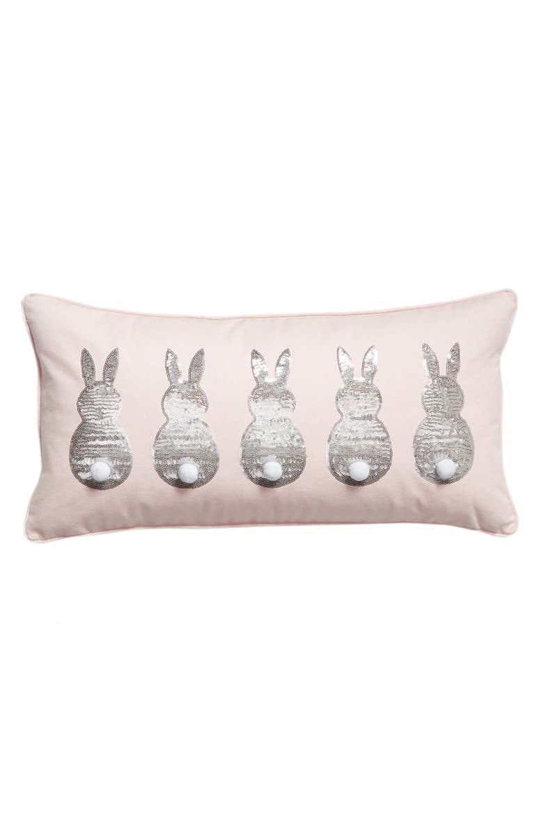 LEVTEX Sequin Bunnies Accent Pillow, Main, color, BLUSH