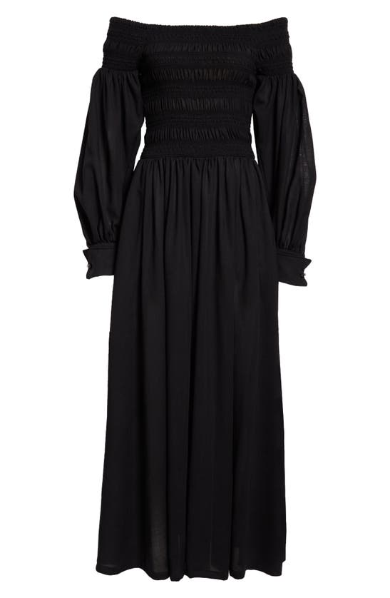 MAX MARA MAX MARA MANU OFF THE SHOULDER LONG SLEEVE VIRGIN WOOL MAXI DRESS