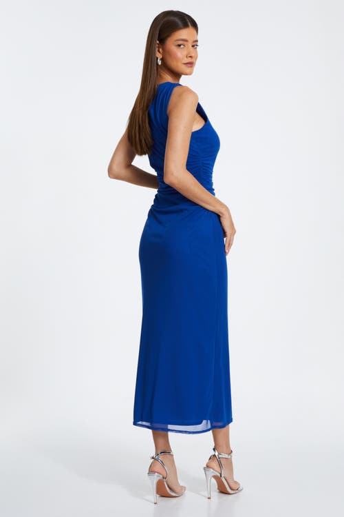 Shop Quiz Ity Ruched Maxi Dress In Blue