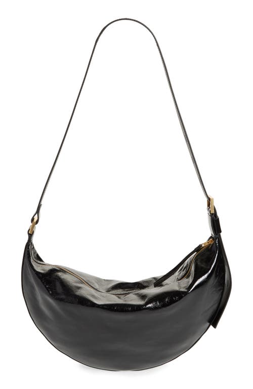 Shop Allsaints Half Moon Leather Shoulder Bag In Black