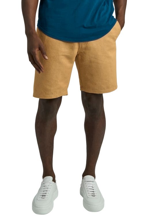 Good Man Brand Tulum Flat Front Linen & Cotton Shorts in Doe