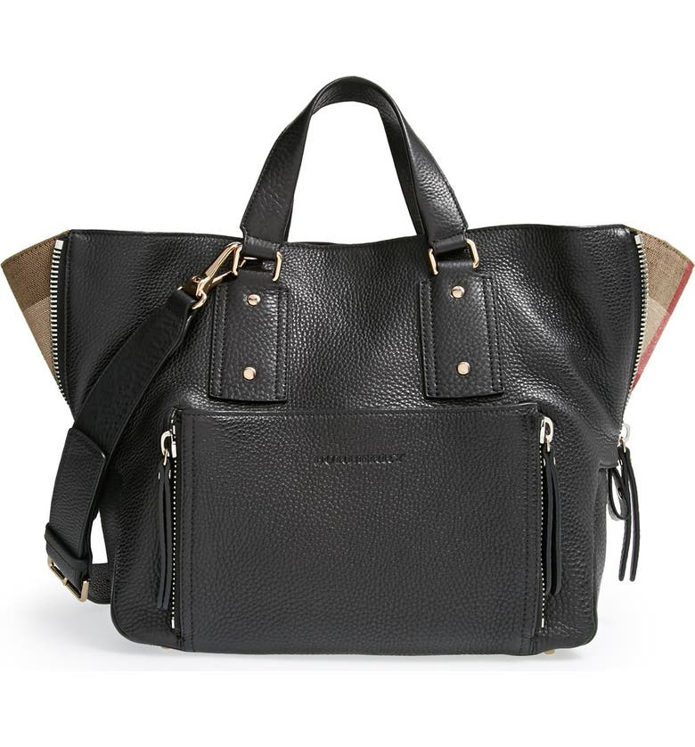 Burberry 'Medium Callaghan' Leather & Canvas Check Tote | Nordstrom