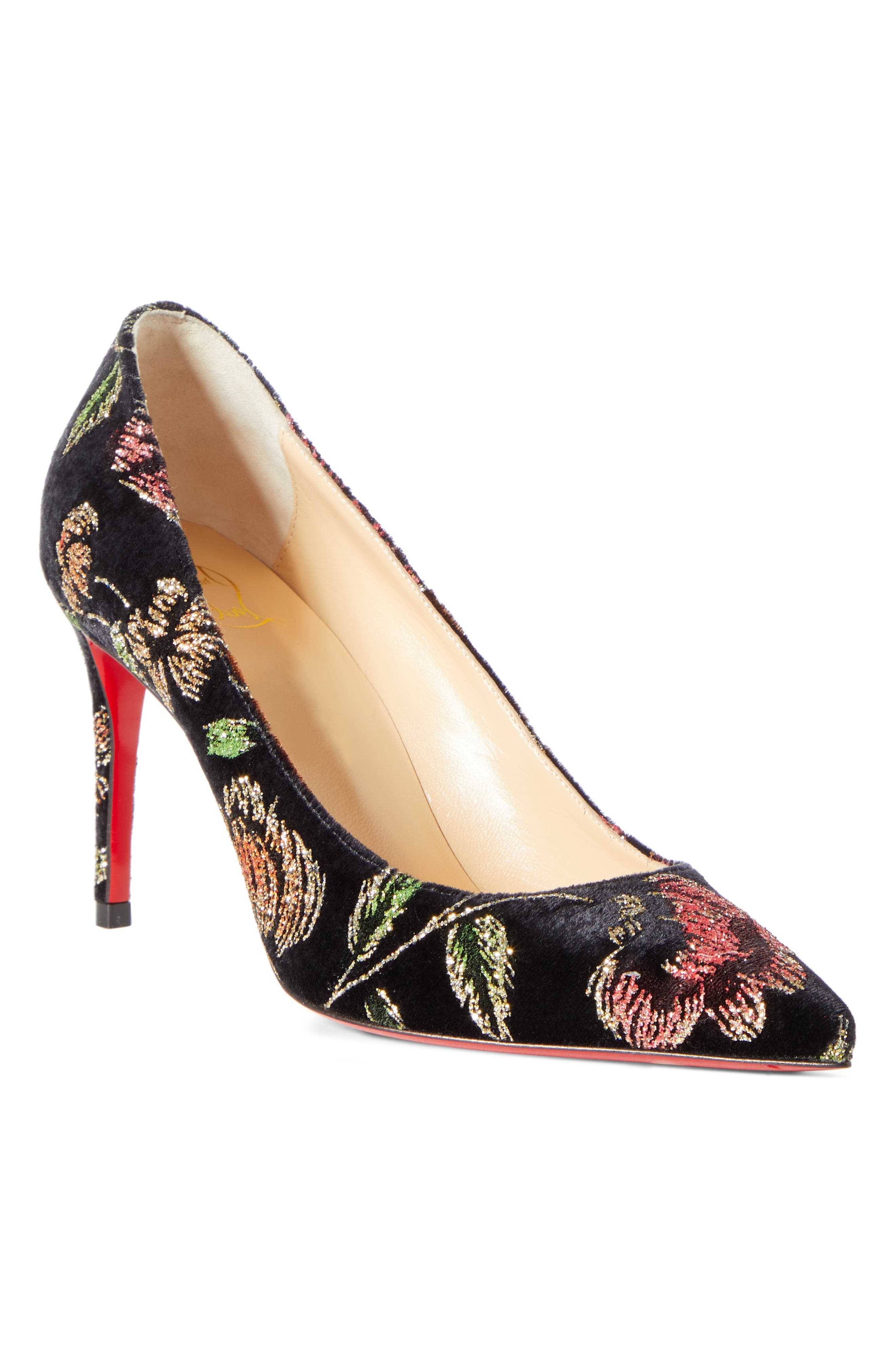 Christian Louboutin Kate Metallic Floral Pump - Black