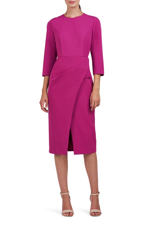 Shop Kay Unger Doreen Midi Sheath Dress In Vivid Berry