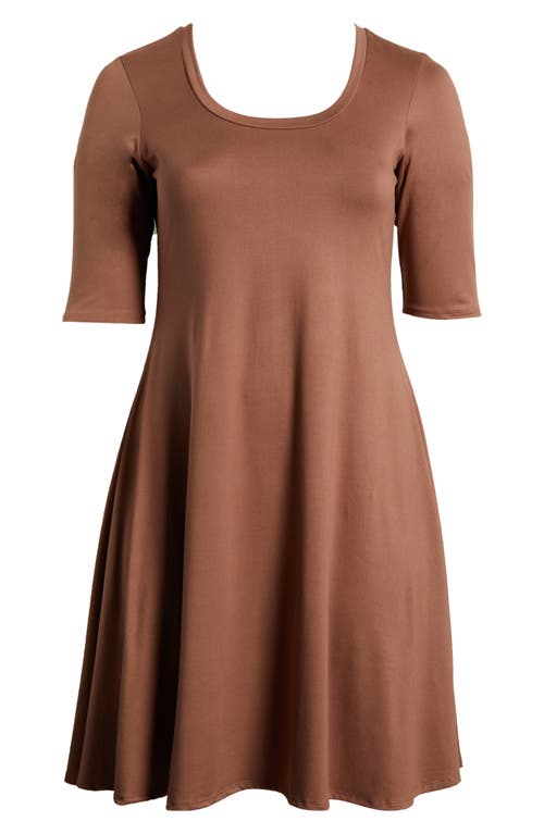 24seven Comfort Apparel Scoop Neck Jersey Dress In Mocha