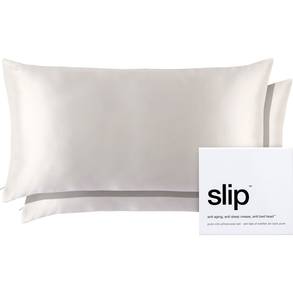 Slip Set Of 2 Silk King Pillowcases $220 Value In White