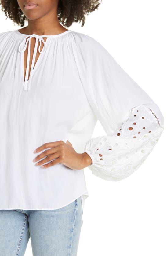 Shop Ramy Brook Aleya Eyelet Sleeve Top In Ivory