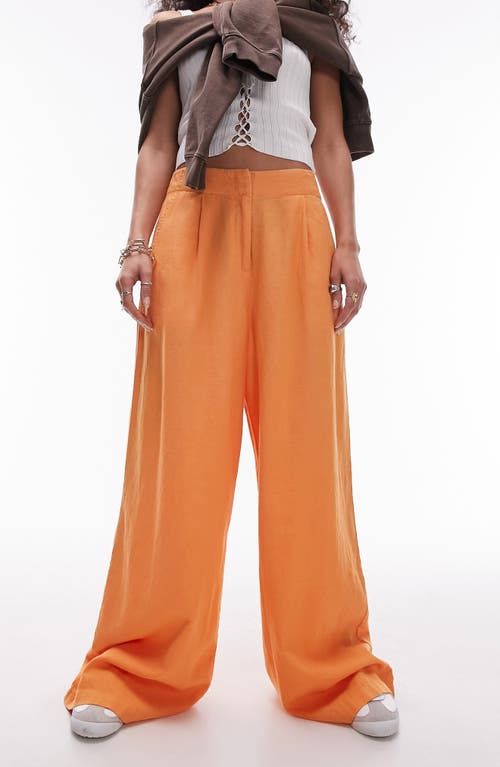 Superwide Leg Linen Blend Pants in Orange