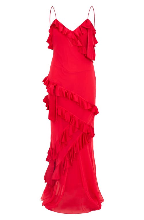 LOVESHACKFANCY LOVESHACKFANCY RIALTO RUFFLE SILK DRESS