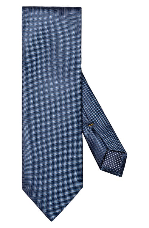 Shop Eton Herringbone Microdot Silk Tie In Dark Blue