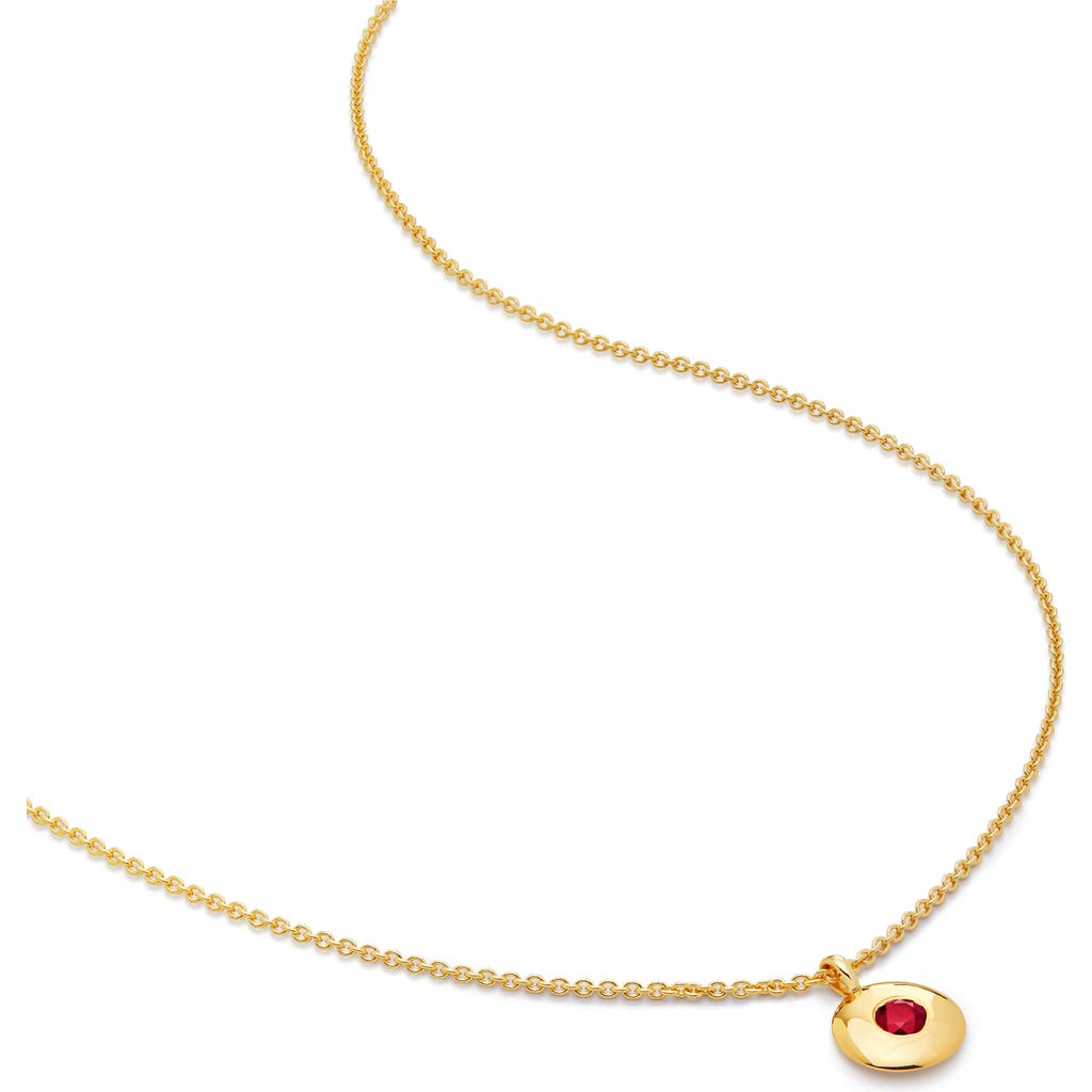 Monica Vinader January Birthstone Garnet Pendant Necklace In Gold
