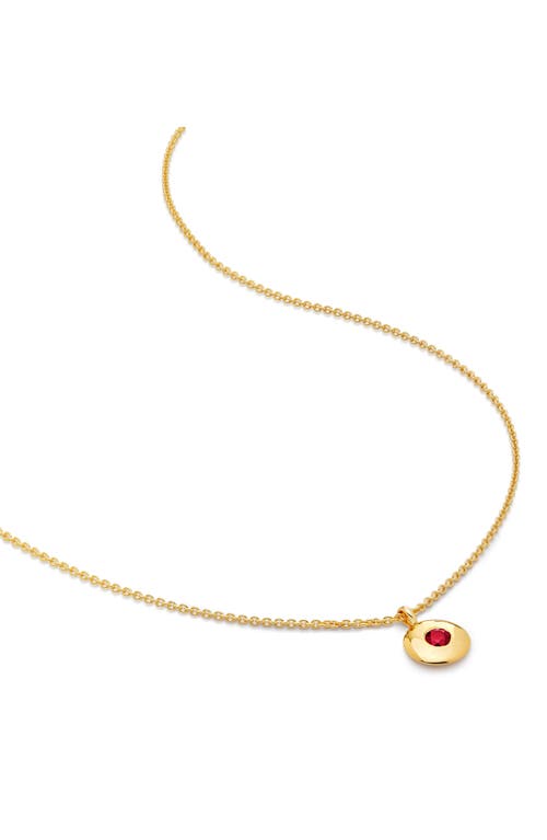 Monica Vinader January Birthstone Garnet Pendant Necklace In 18k Gold Vermeil/january
