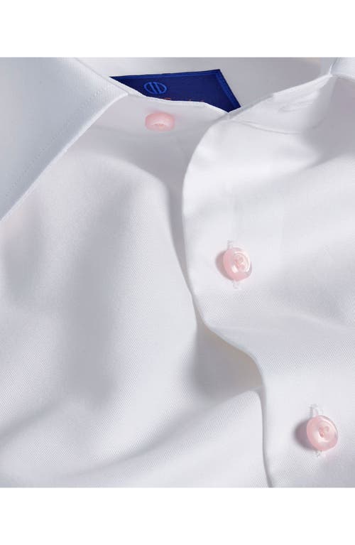 David Donahue Trim Fit Solid Cotton Dress Shirt In White