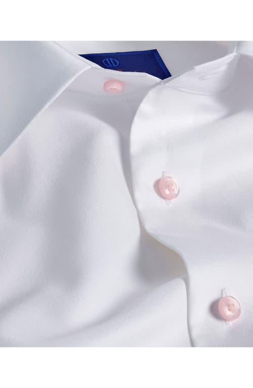 Shop David Donahue Trim Fit Solid Cotton Dress Shirt In White