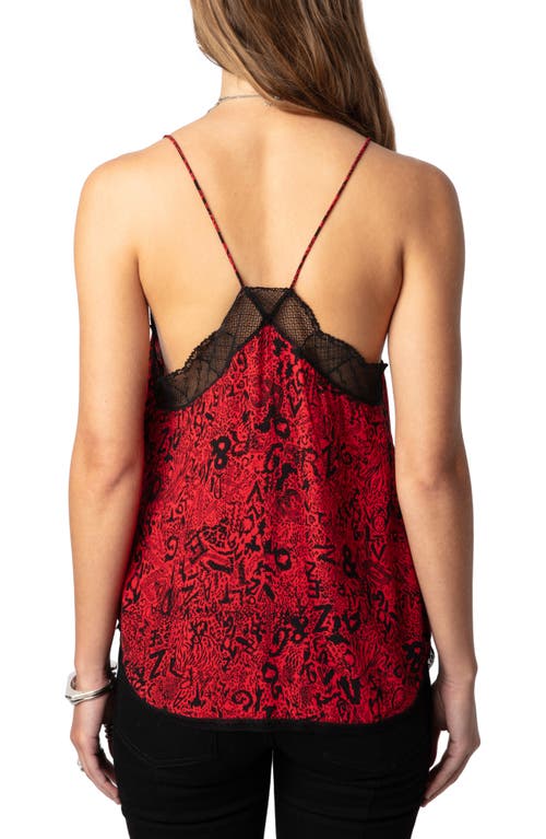 Shop Zadig & Voltaire Christy Soft Wild Lace Trim Camisole In Crimson