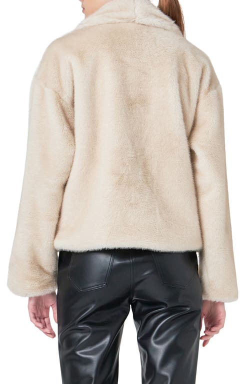 Endless Rose Oversize Lapel Faux Fur Jacket In Beige