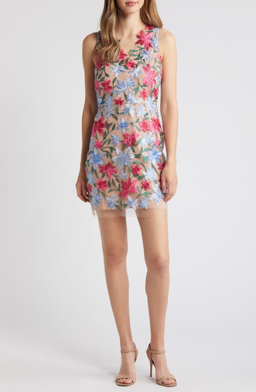 Sam Edelman Embroidered Floral Minidress Pnk/Blue at Nordstrom,