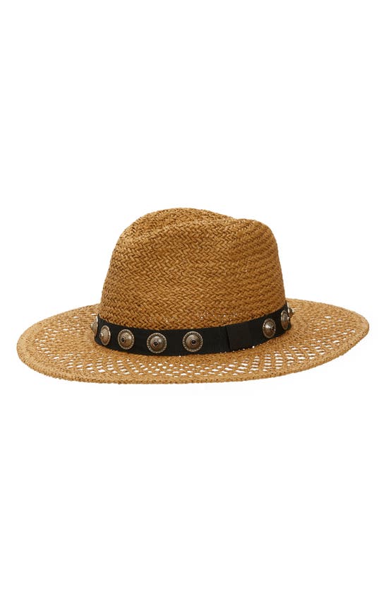 Btb Los Angeles Studded Straw Hat In Sand