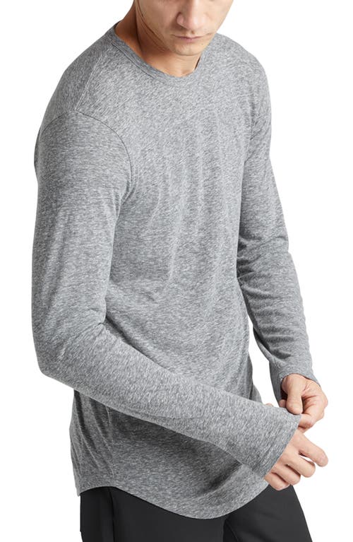 Shop Goodlife Scallop Crewneck Long Sleeve T-shirt In Heather Grey