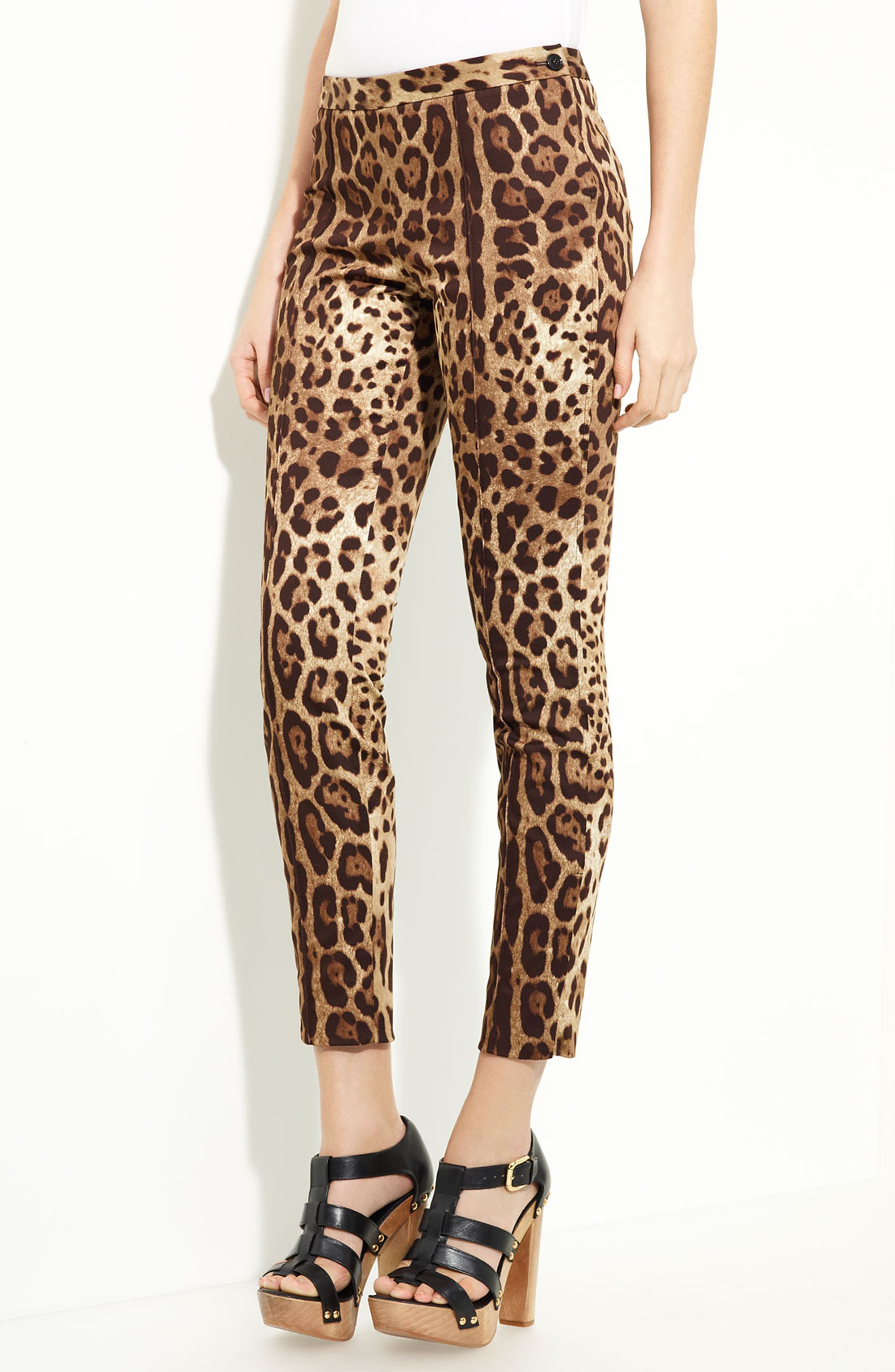 Dolce&Gabbana Leopard Print Stretch Cotton Pants | Nordstrom