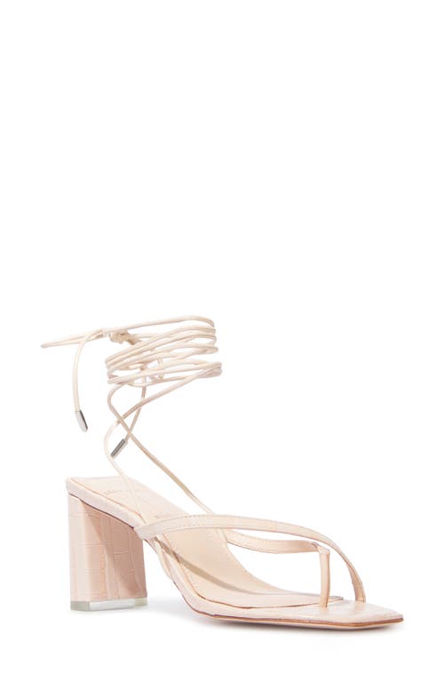 Delilah Strappy Sandal in Blush Croco Stamped Leather