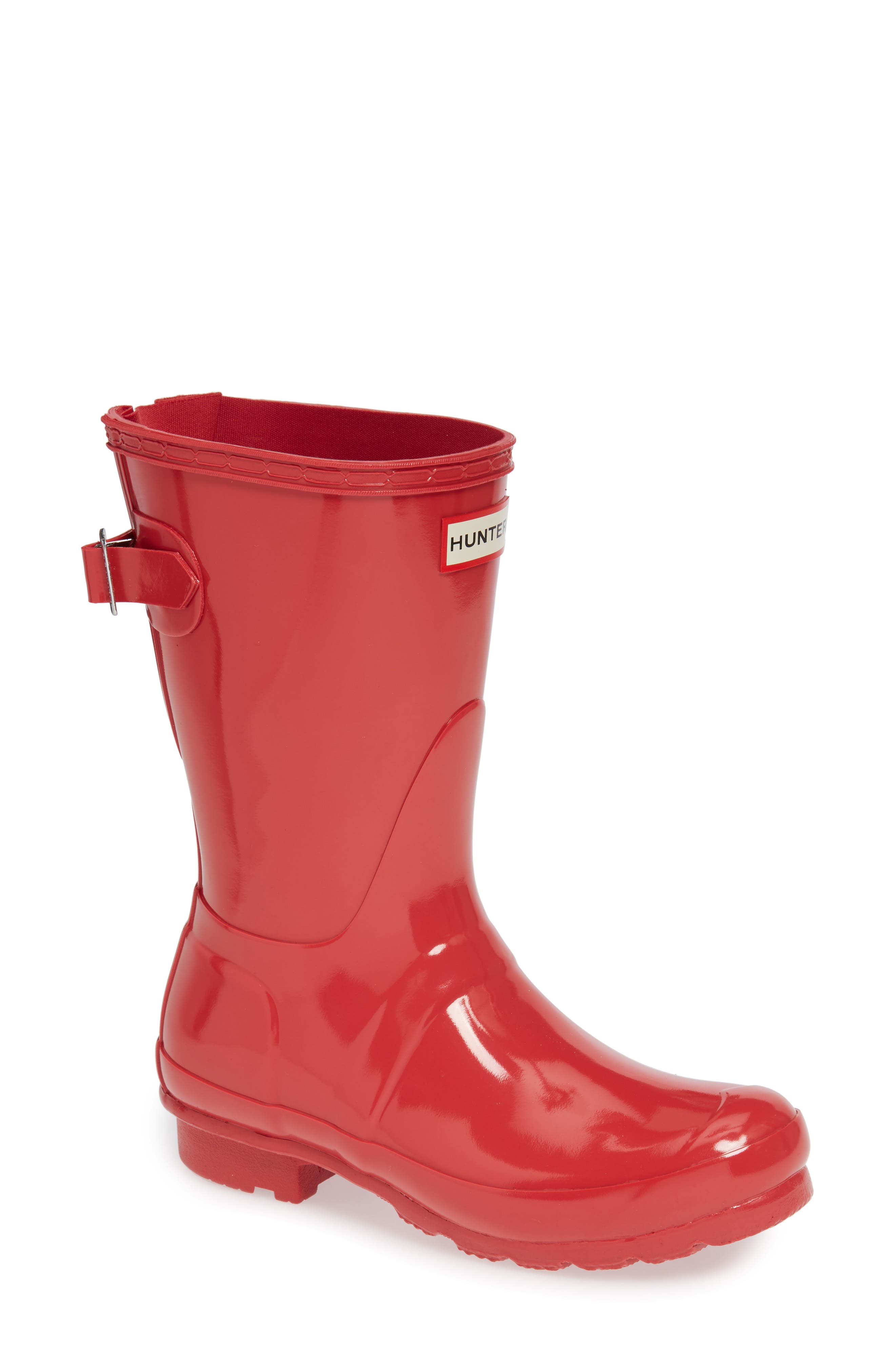 HUNTER,
                            Original Short Adjustable Back Gloss Waterproof Rain Boot,
                            Main thumbnail 36, color,
                            639
