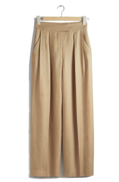 & Other Stories High Waist Wide Leg Pants Beige Medium Dusty at Nordstrom,