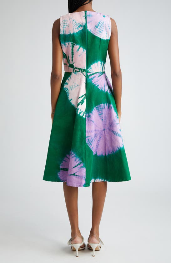 Shop Busayo Belu Abstract Print Cotton Denim Dress In Green
