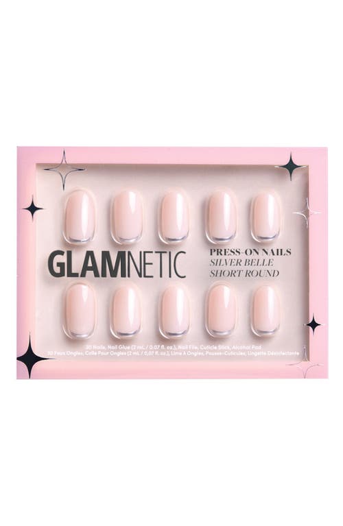 Glamnetic Short Round Press-on Nails Set In Silver Belle