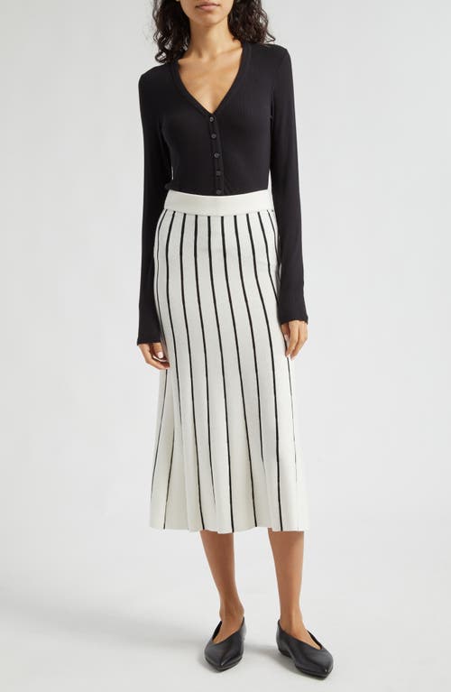 Shop Atm Anthony Thomas Melillo Stripe Cotton Blend Skirt In Chalk/black