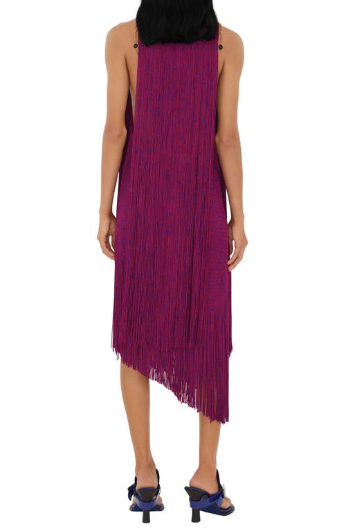 Shop Burberry Sleeveless Asymmetric Fringe Sweater Dress In Knight/pillar