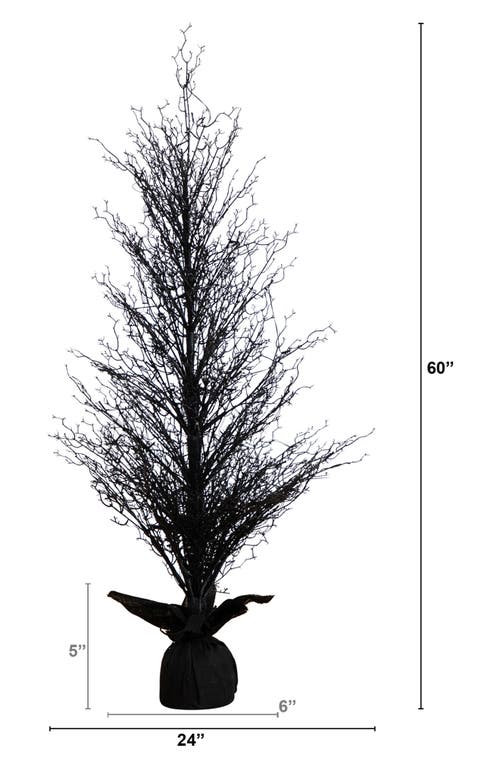 Nearly Natural 5ft. Pre-lit Halloween Black Twig Artificial Fall In Black