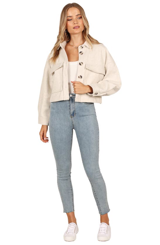 Shop Petal And Pup Petal & Pup Liliana Double Pocket Crop Fleece Jacket In Cream