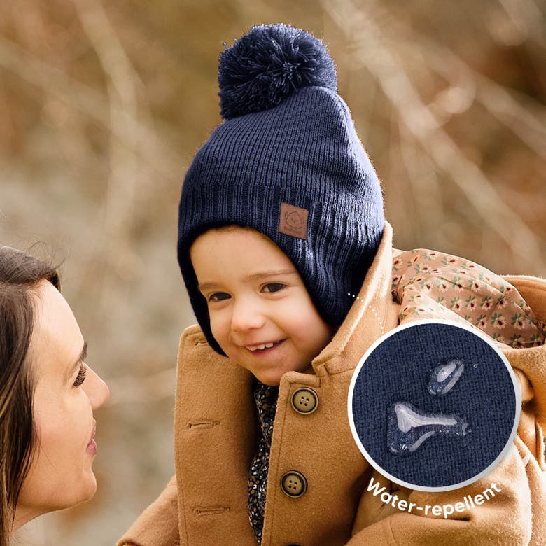 Shop Keababies Muff Knitted Beanie In Navy